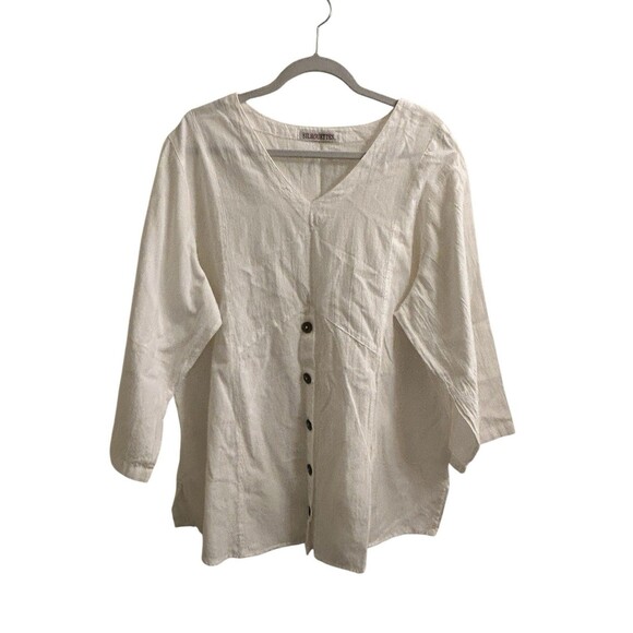 VTG Silhouettes White 100% Cotton Gauze Top W/ Brown Buttons 1X Boho Y2K 90’s - Picture 1 of 5
